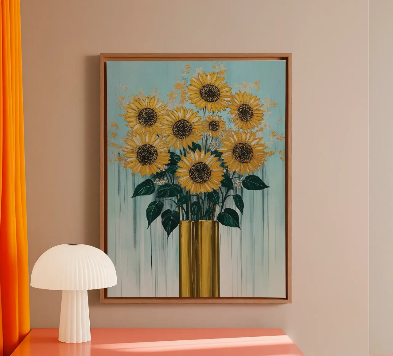 Zonnebloemen canvas met Baklijst van Imagine