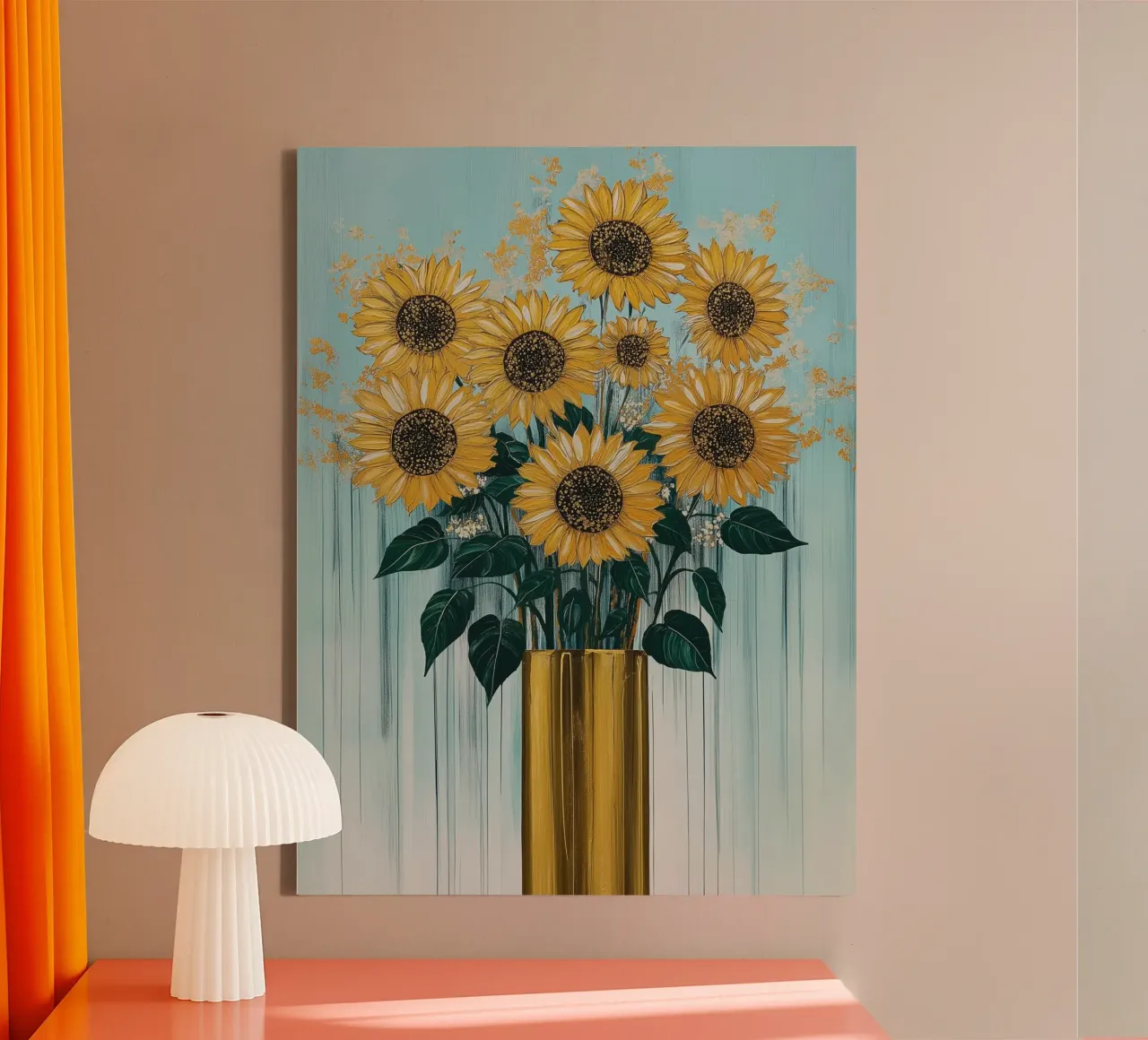 Zonnebloemen canvas met Baklijst van Imagine