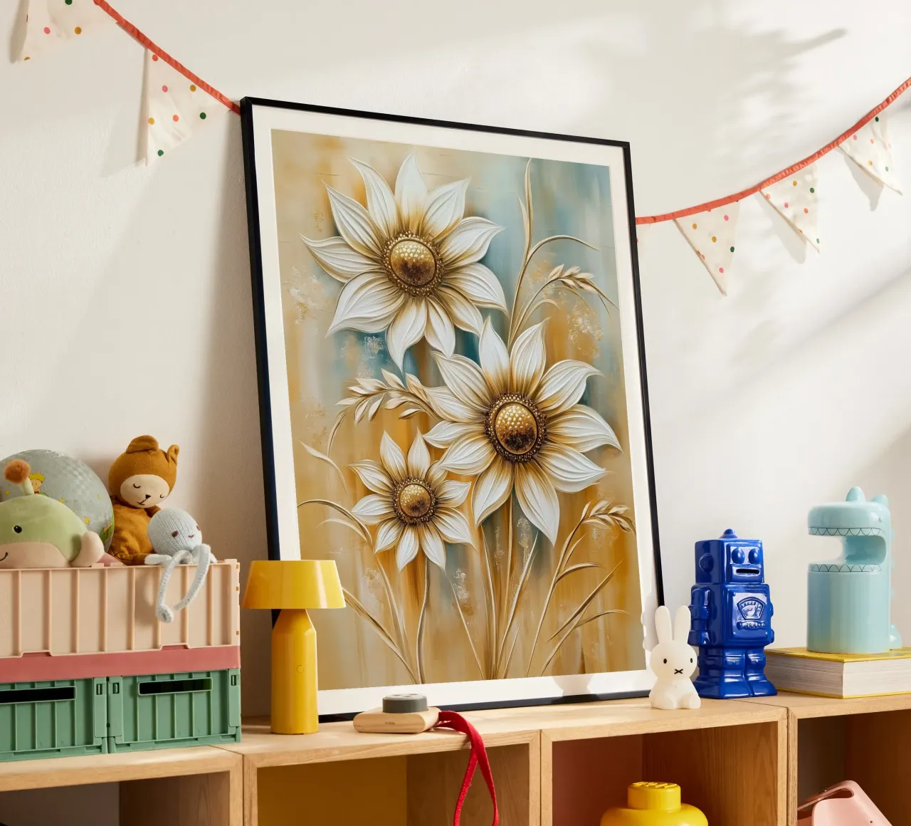 Girasoli oro poster con telaio in alluminio da Imagine