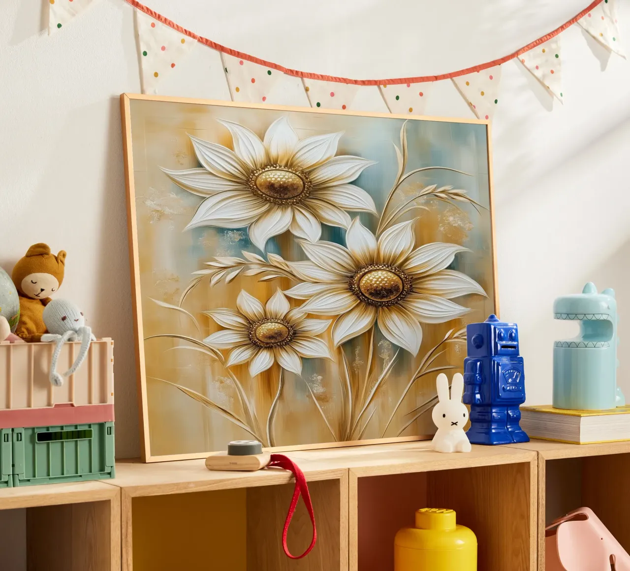 Girasoli oro poster con telaio in alluminio da Imagine