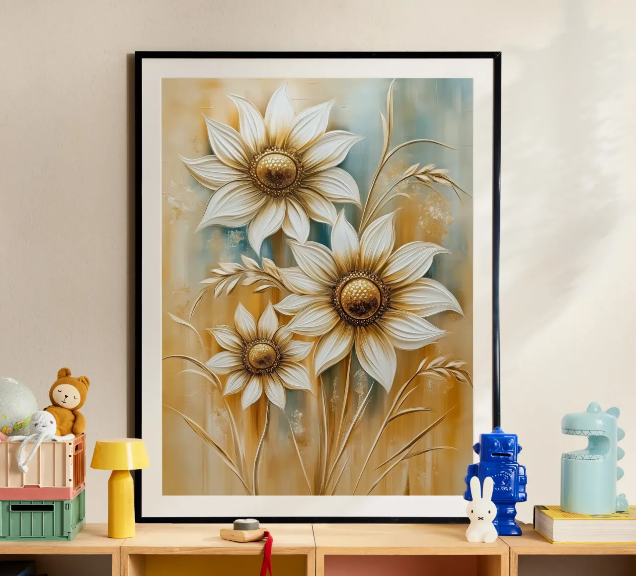 Girasoli oro poster con telaio in alluminio da Imagine