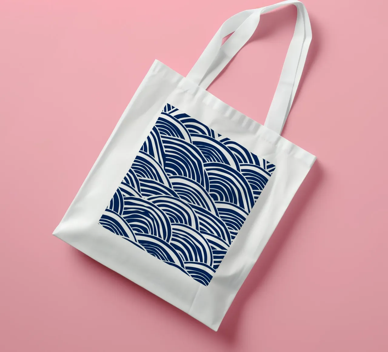 Abstracte blauwe golven jute draagtas van DWA