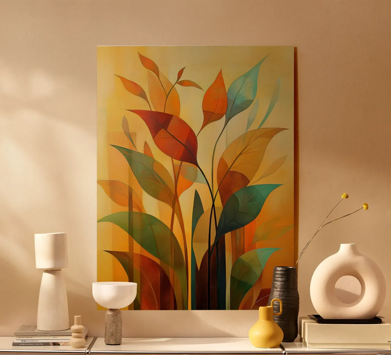 Abstract leaf in autumn colours acrylic glass by Imagine