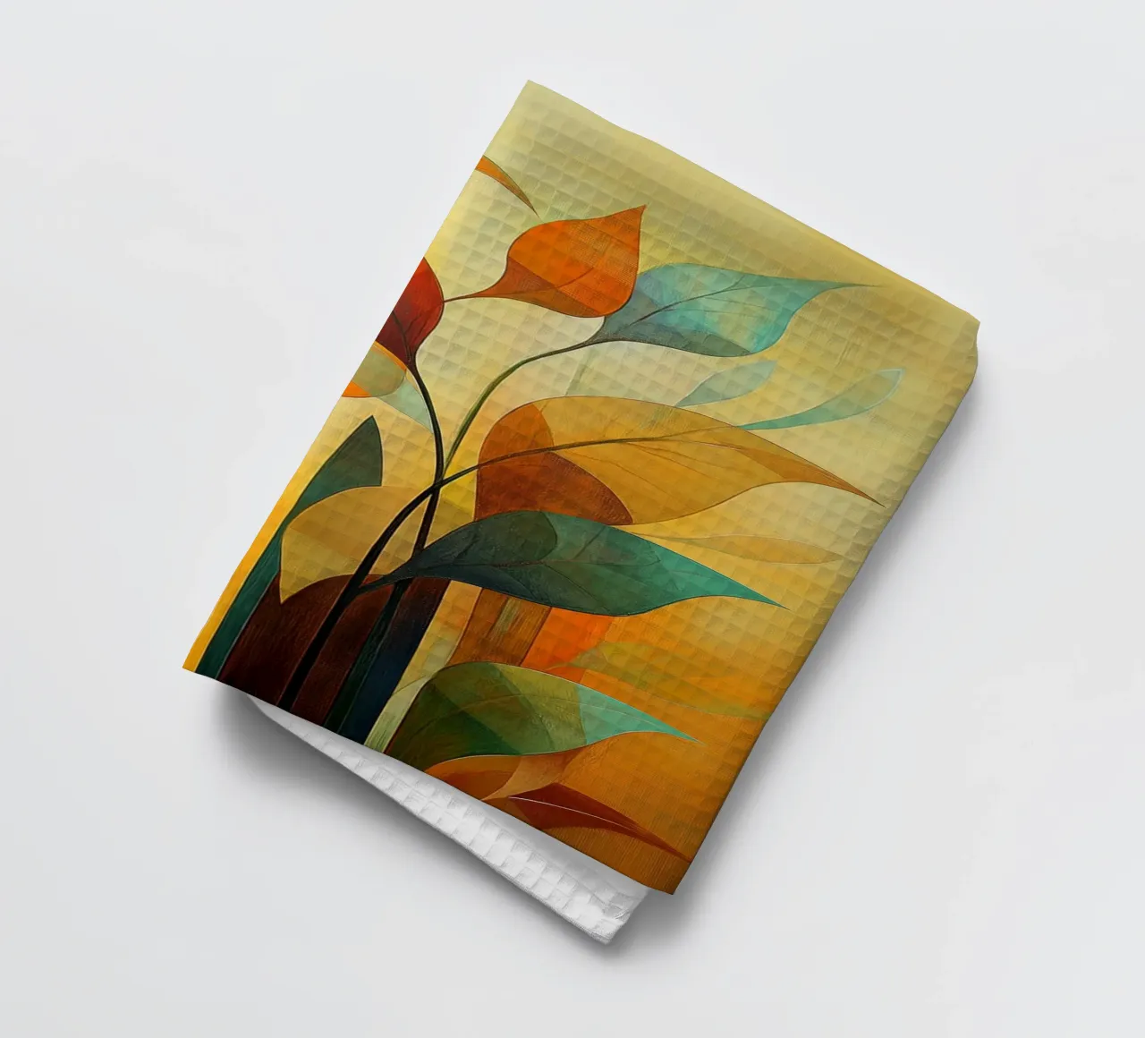 Abstraktes Blatt in Herbstfarben Geschirrtuch von Imagine