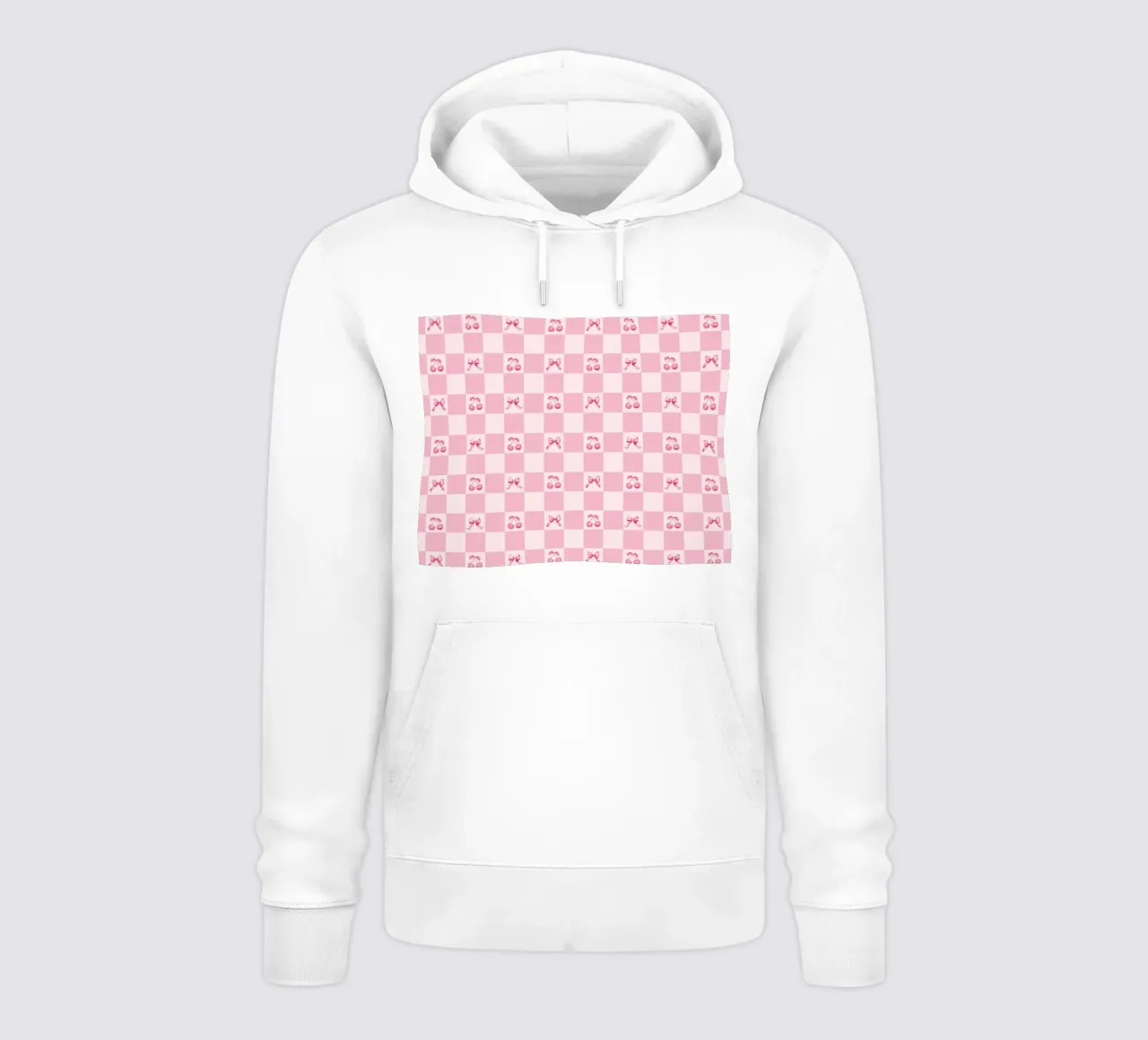 Roze Ruitjes Roze Strikjes Kersen Coquette Valentijns Y2K hoodie van Gentle Echoes Art