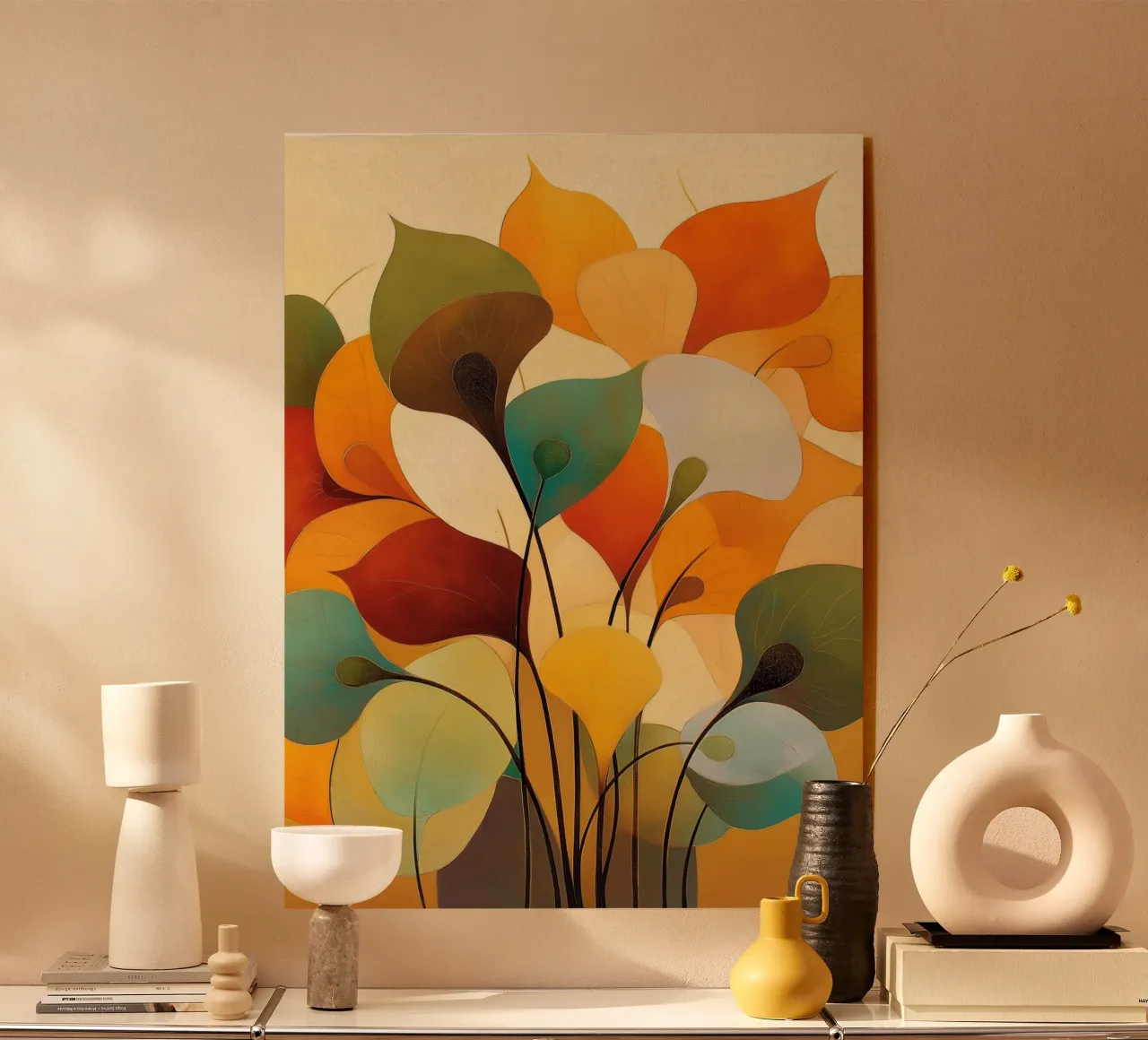 Abstracte bloemen acryl van Imagine