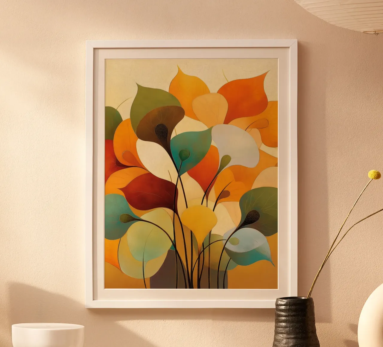 Fiori astratti poster con telaio in plastica da Imagine