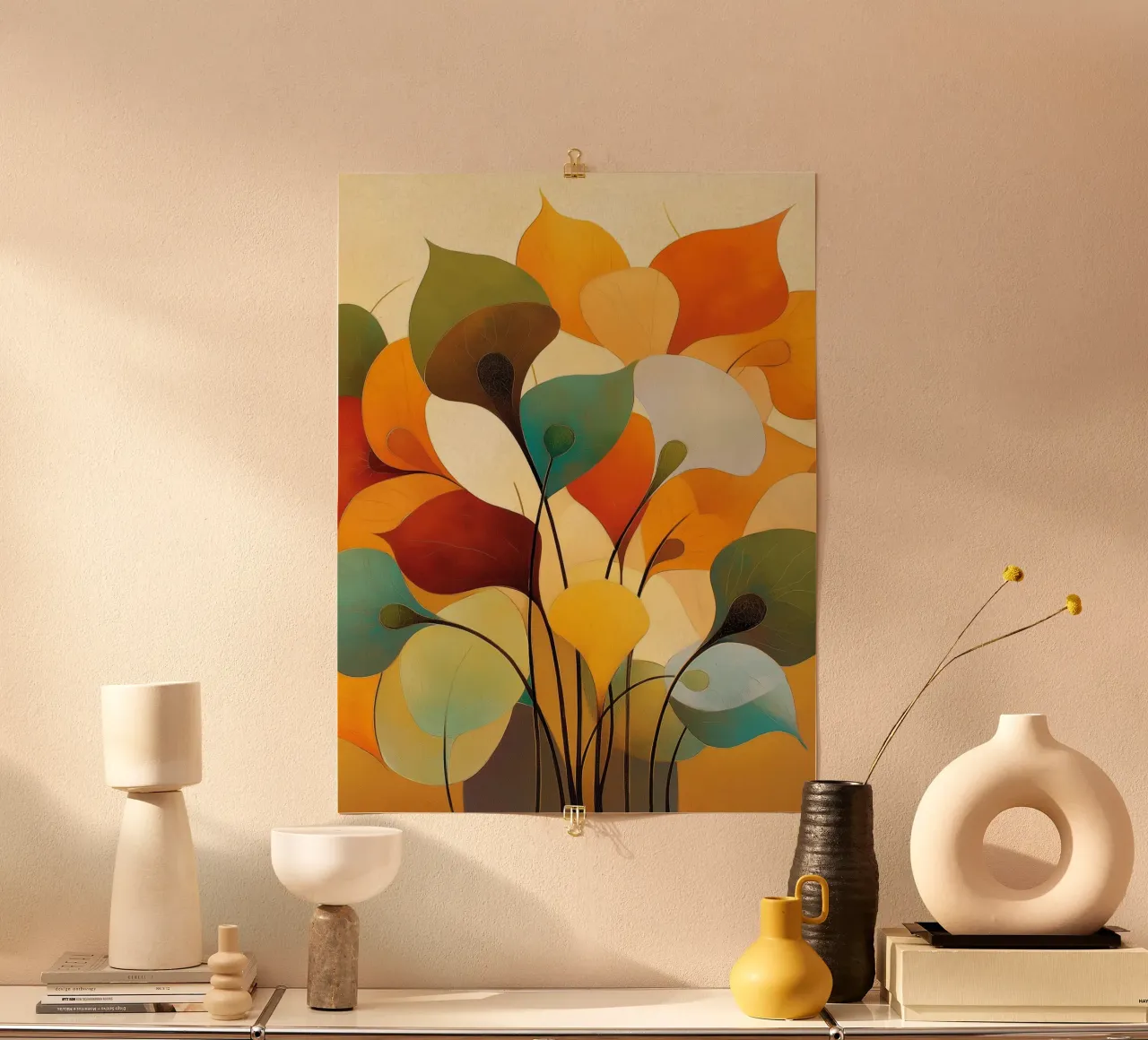 Fiori astratti poster con telaio in plastica da Imagine