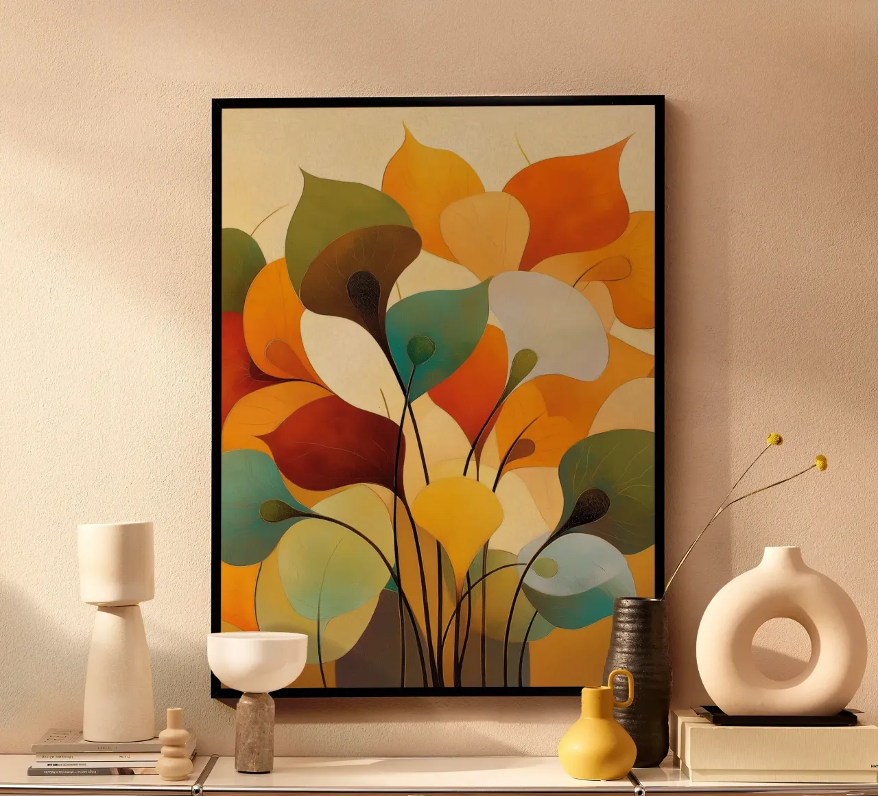 Fiori astratti poster con telaio in plastica da Imagine