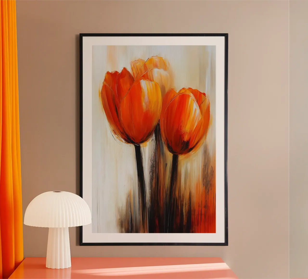 Tulipani astratti poster con telaio in alluminio da Imagine