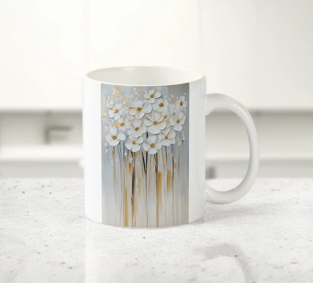 Fiori bianchi tazza in ceramica da Imagine