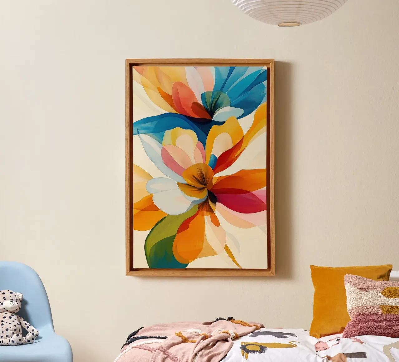 Bloemen abstract canvas met Baklijst van Imagine