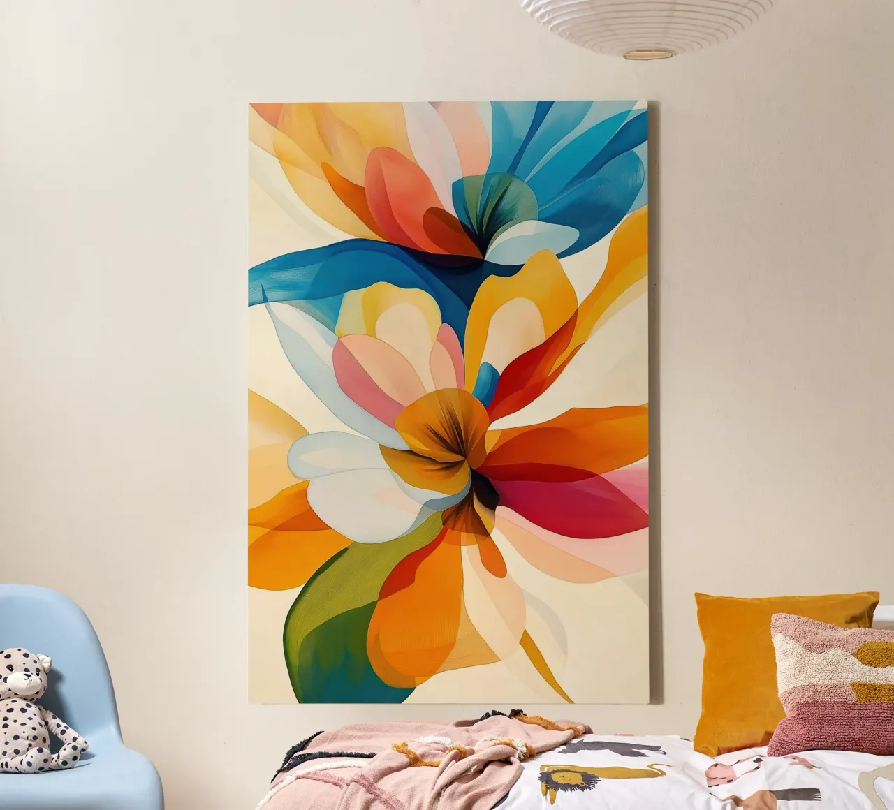 Bloemen abstract canvas met Baklijst van Imagine