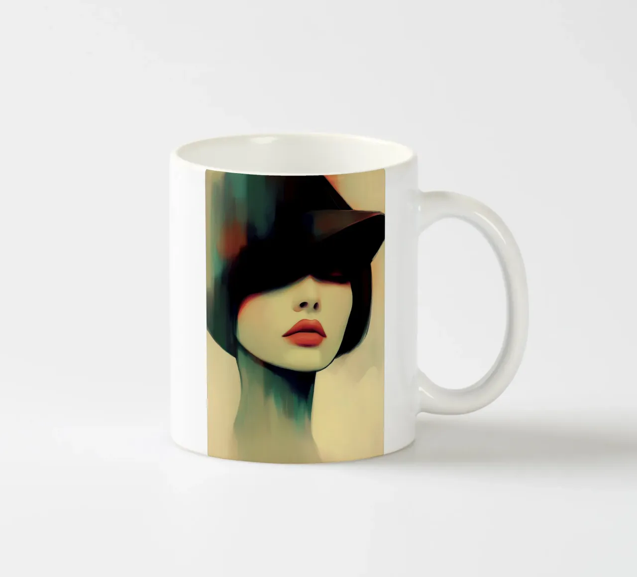 Donna con cappello tazza in ceramica da Imagine