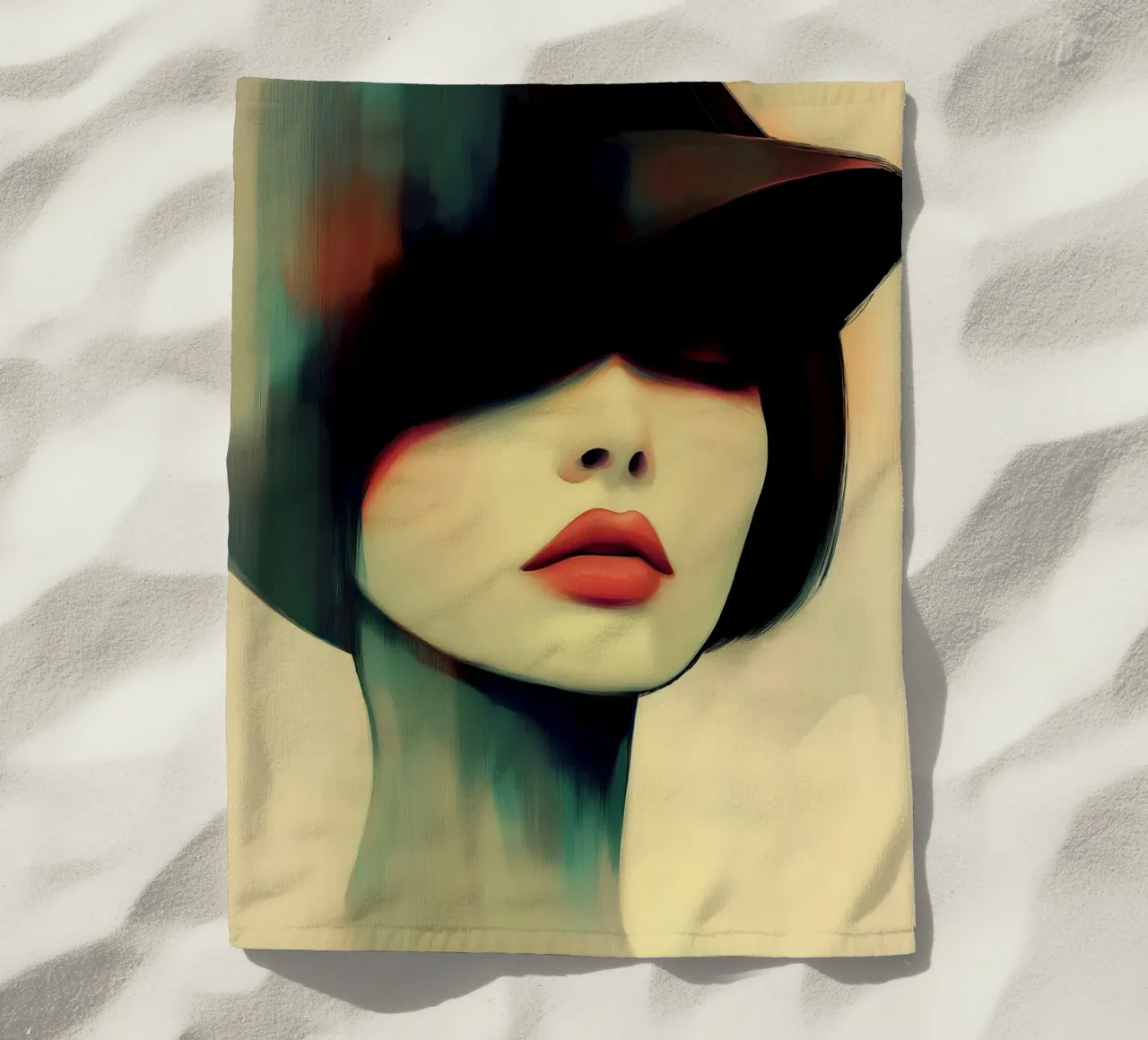 Donna con cappello telo mare da Imagine