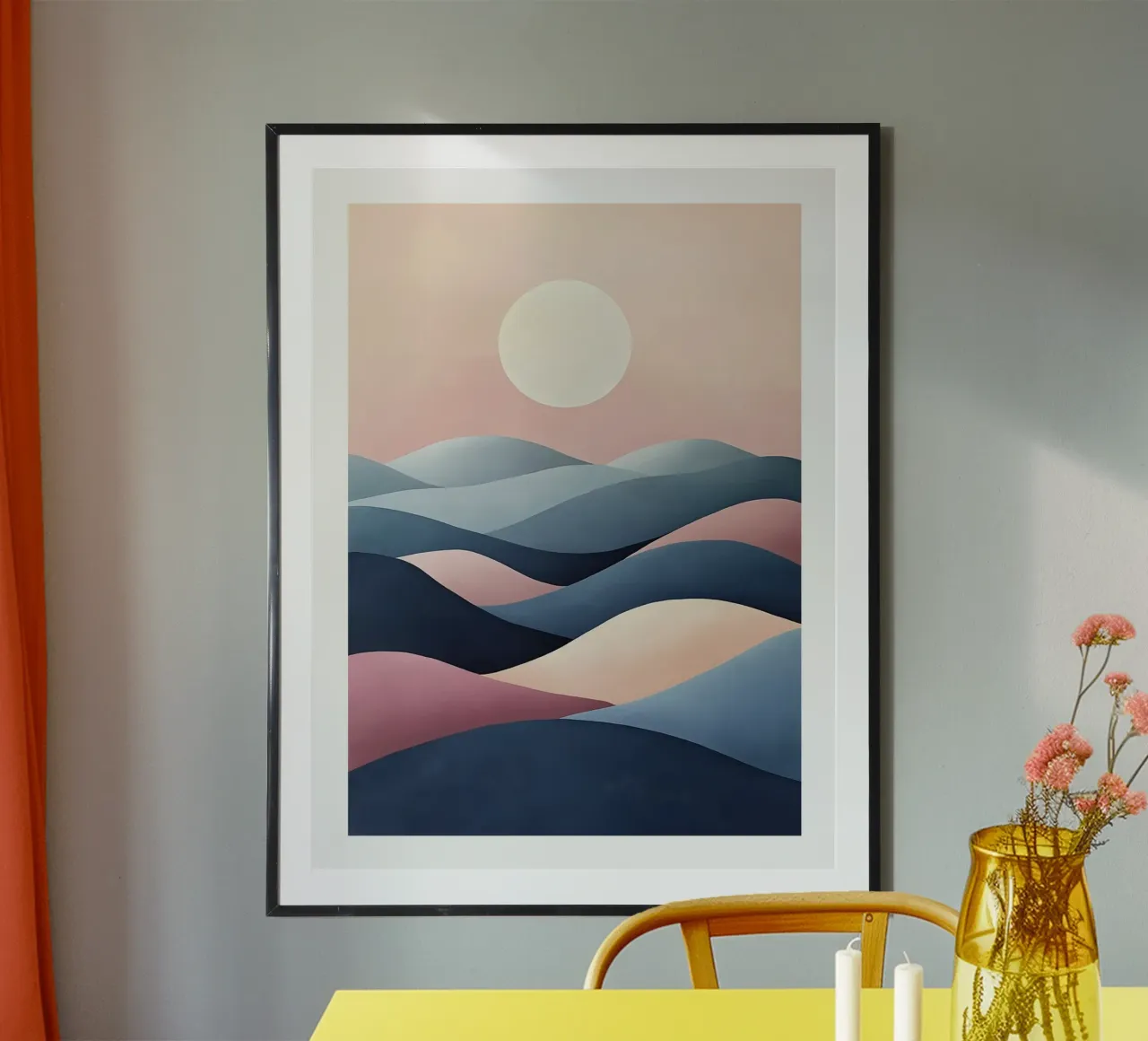 Minimalist Sunset Landscape poster with plastic frame by DWA