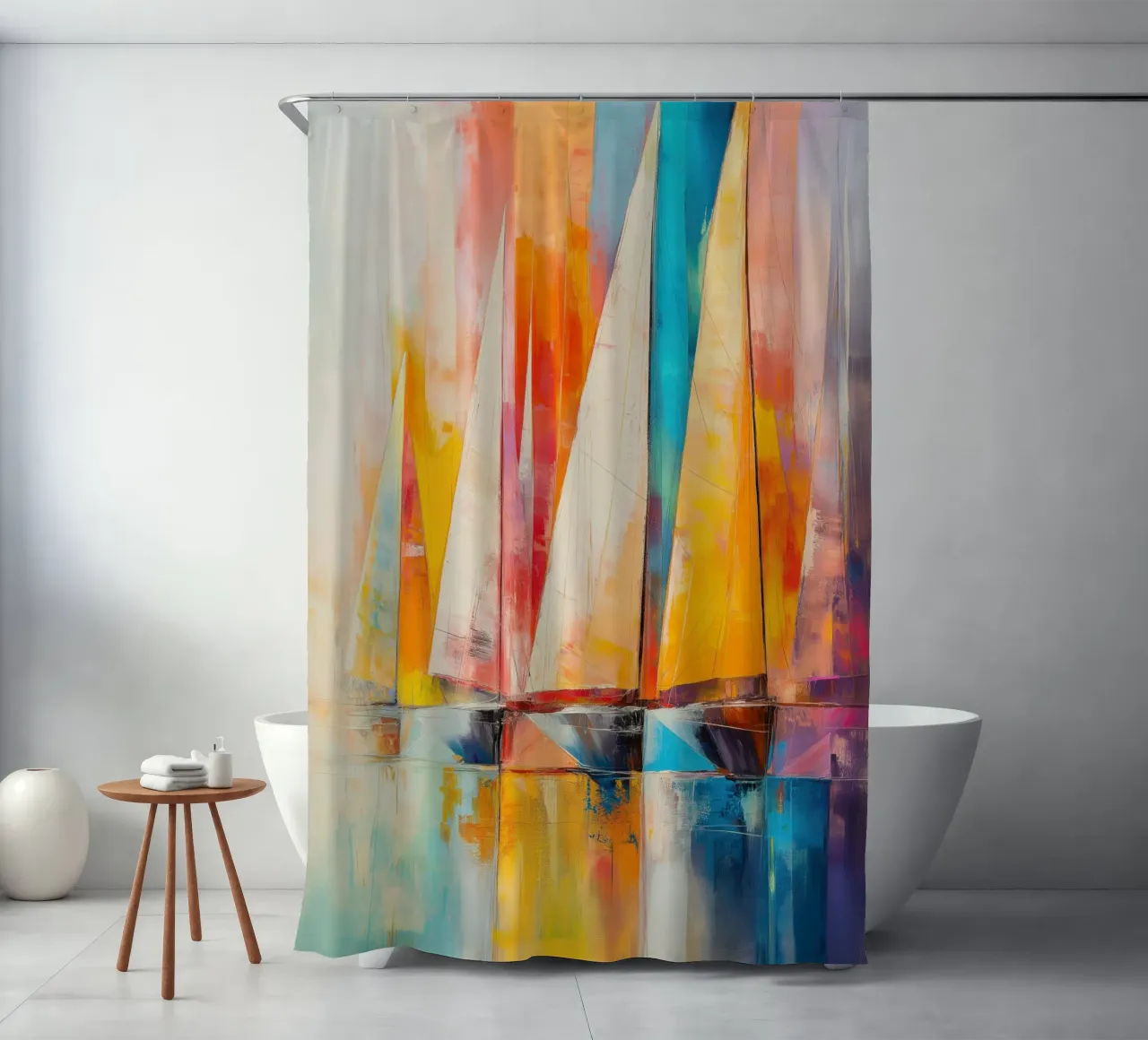 Abstracte zeilboten Duschvorhang von Imagine