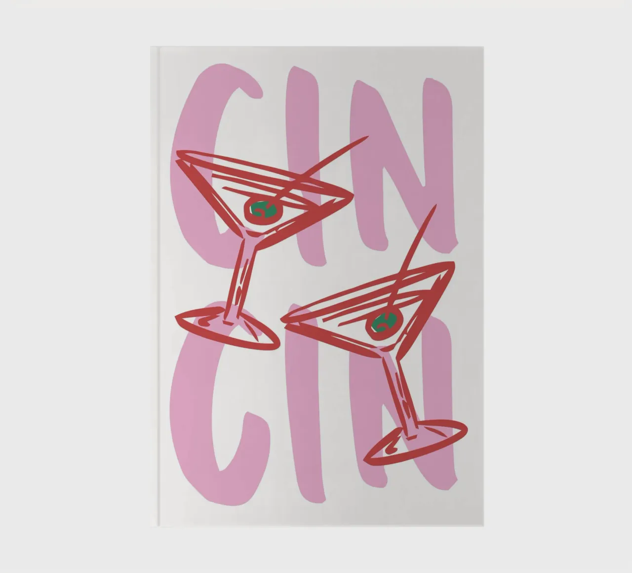 Trendy Cin Cin Print, Bar Cart Art Print, Retro Drinks notebook by pdigitalprints
