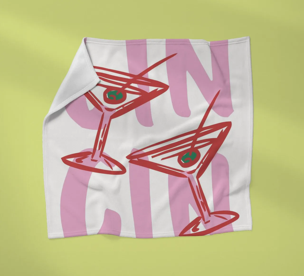 Trendy Cin Cin Print, Bar Cart Art Print, Retro Drinks fleece blanket by pdigitalprints