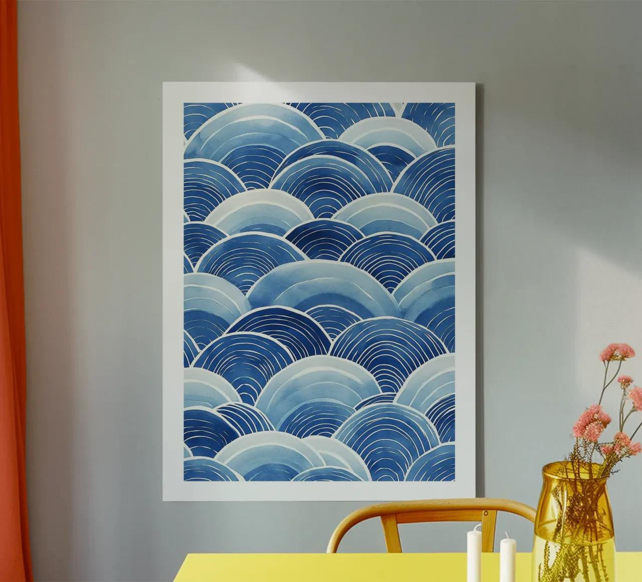 Blue Wave pattern canvas with Floater frame by DWA