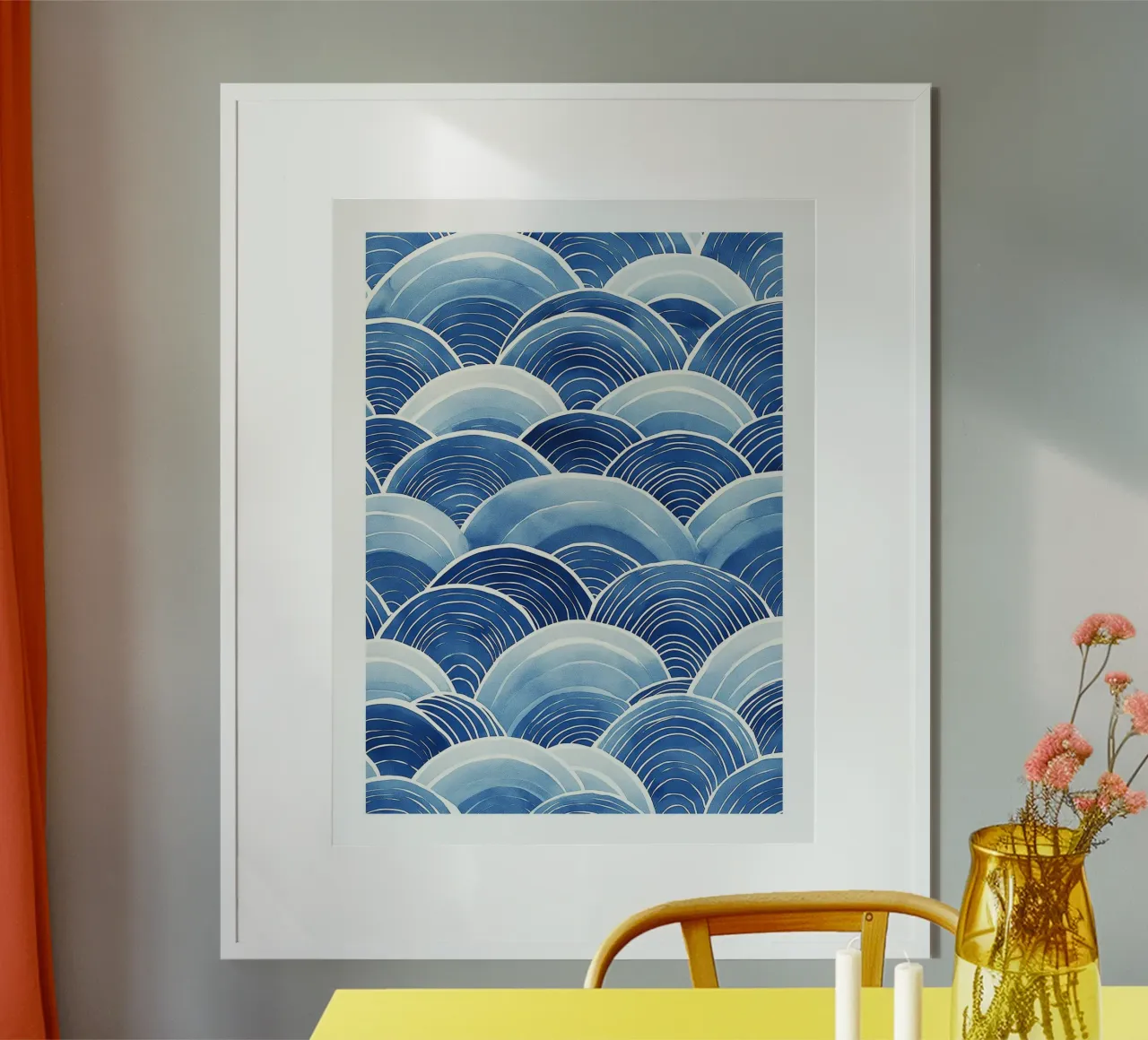 Schema dell'onda blu poster con telaio in plastica da DWA