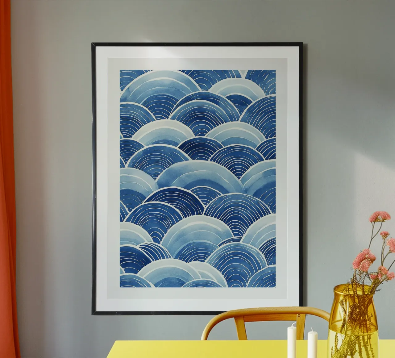 Schema dell'onda blu poster con telaio in plastica da DWA