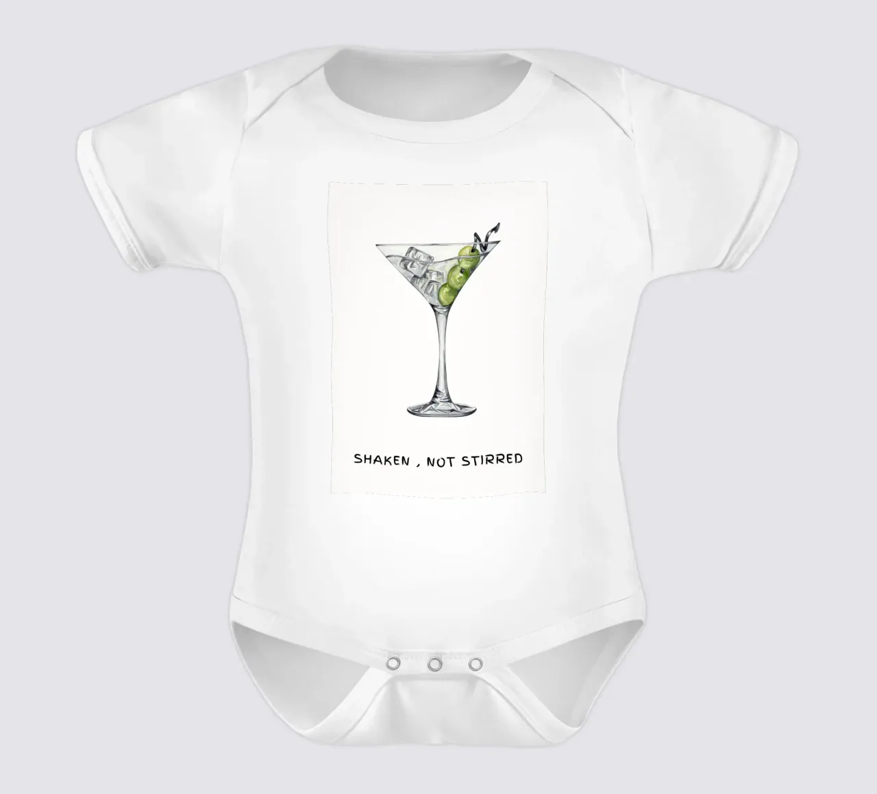 Agitato non mescolato, citazione di James Bond body neonato maniche corte da pdigitalprints