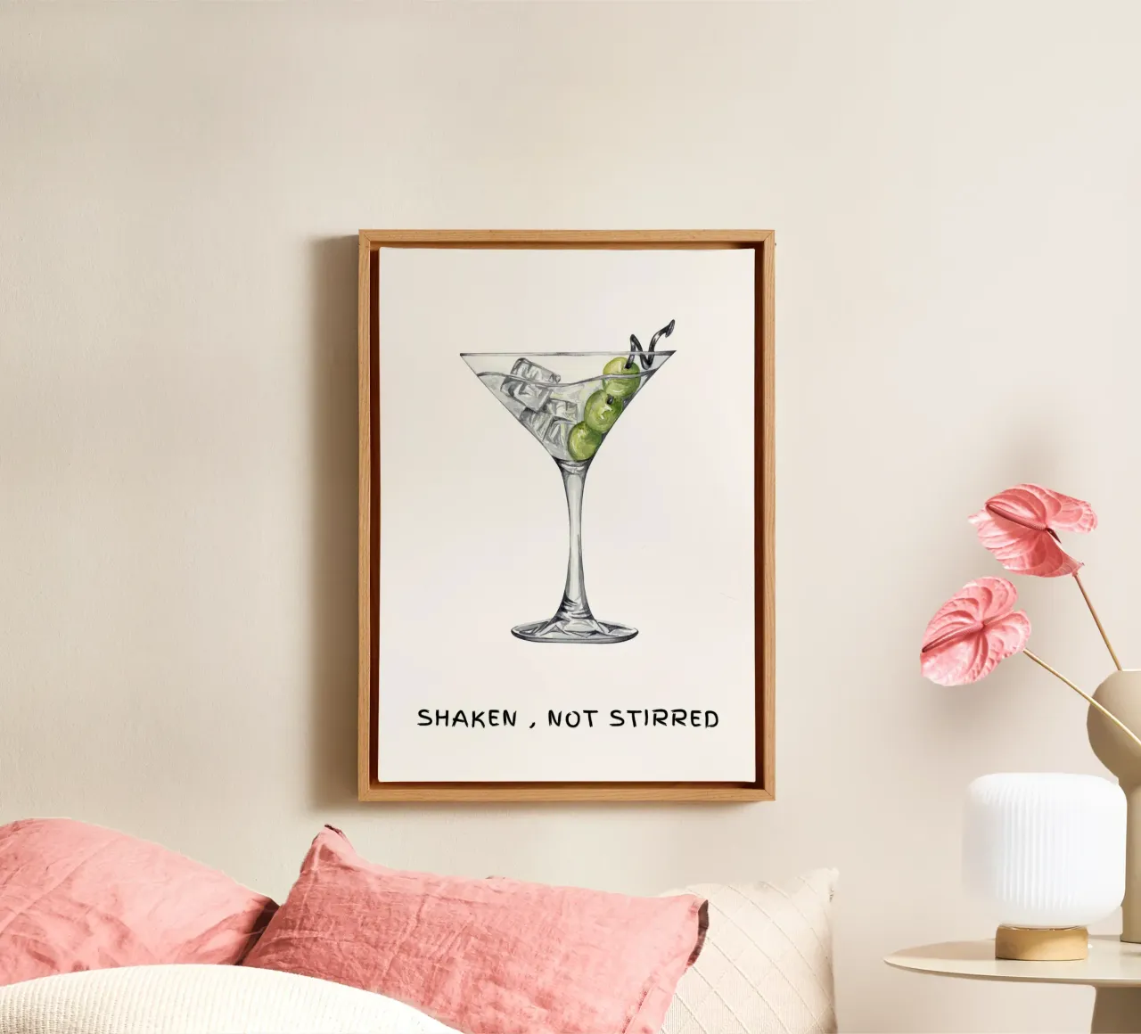 Agitato non mescolato, citazione di James Bond tela con Cornice a cassetta da pdigitalprints