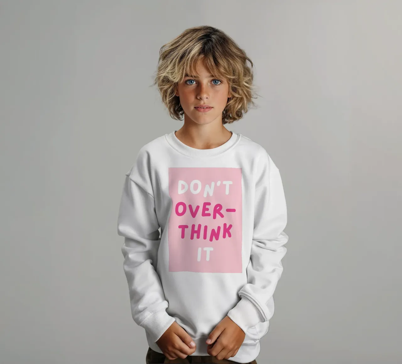 Citazione "Don't Overthink It", Rosa Preppy Girly felpa bambino da pdigitalprints