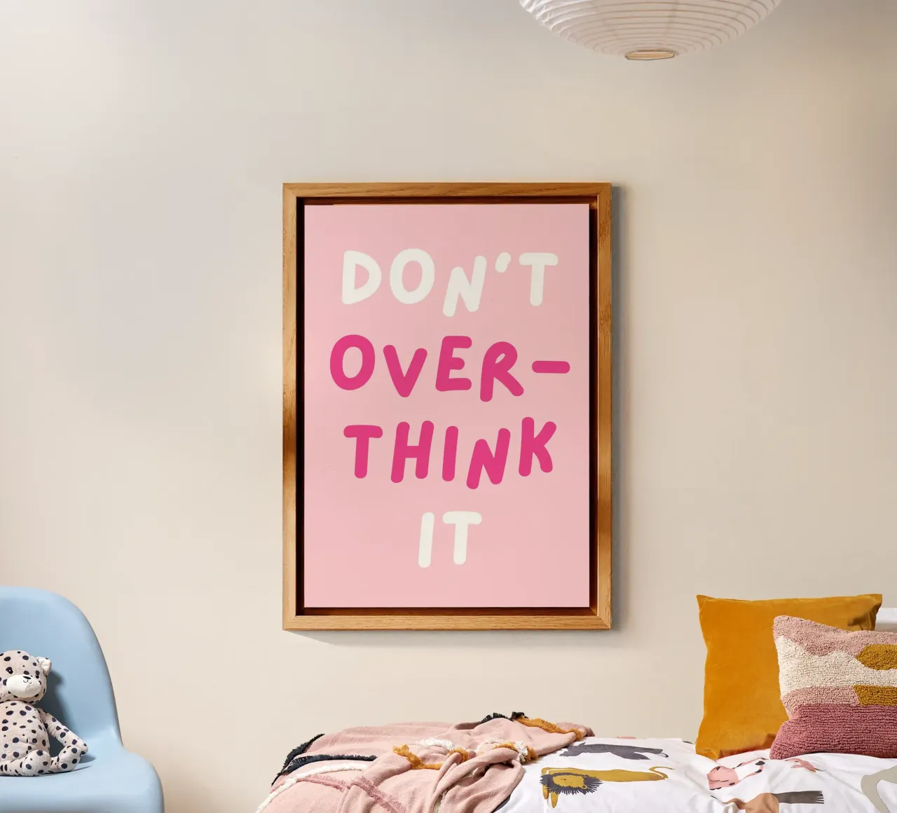 Citazione "Don't Overthink It", Rosa Preppy Girly alluminio dibond da pdigitalprints