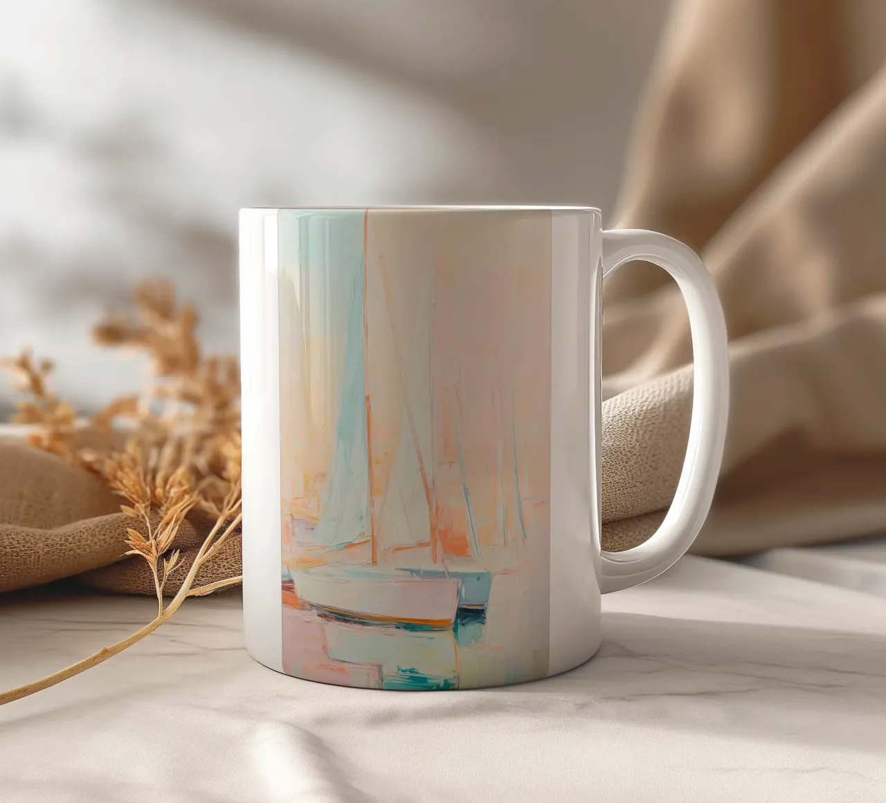 Barca a vela pastello tazza in ceramica da Imagine