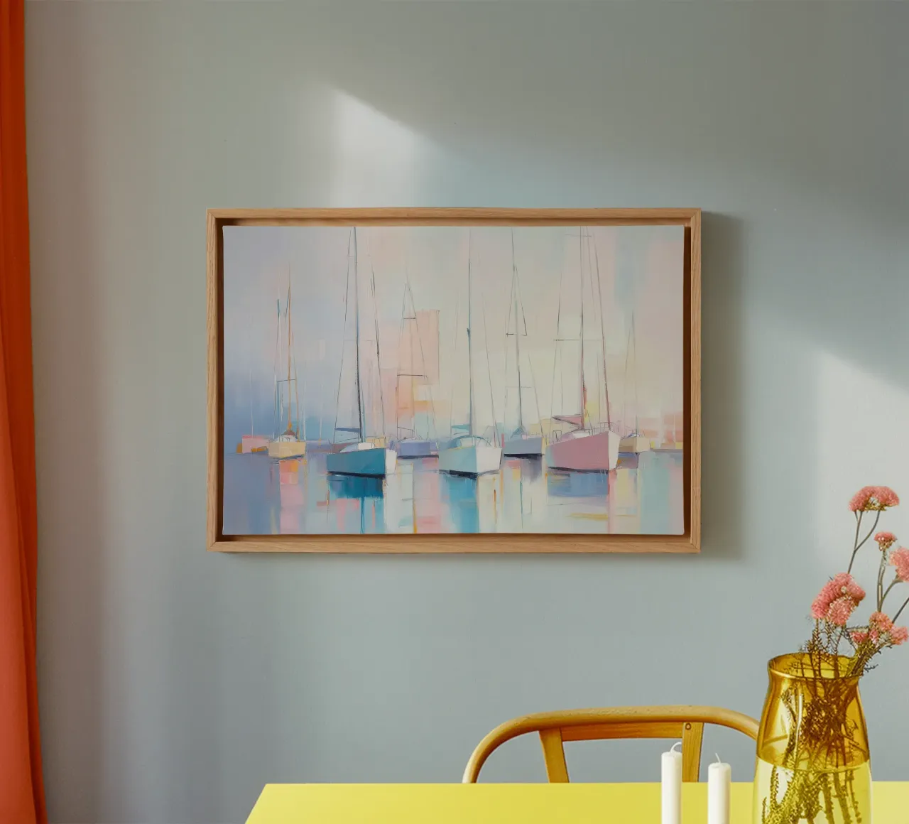 Zeilboten pastello tela con Cornice a cassetta da Imagine