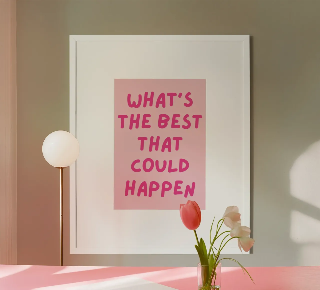 Qué es lo mejor que puede pasar cita, Afirmación Rosa poster con marco de aluminio de pdigitalprints