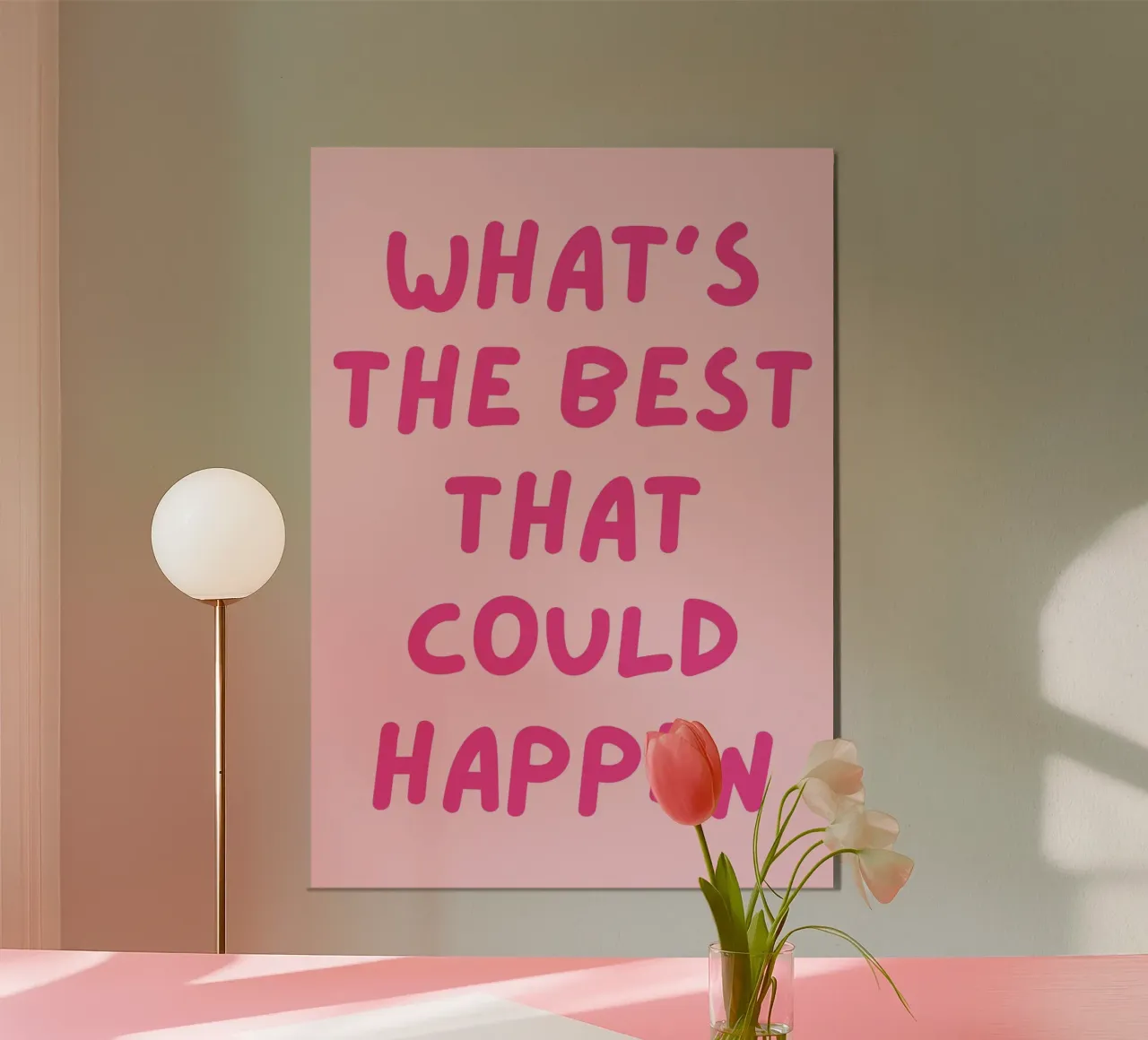 Qué es lo mejor que puede pasar cita, Afirmación Rosa poster con marco de aluminio de pdigitalprints