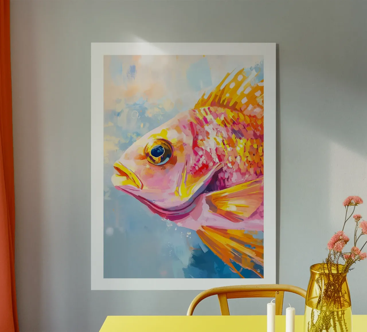 Pesce colorato ad acquerello plexiglass da DWA