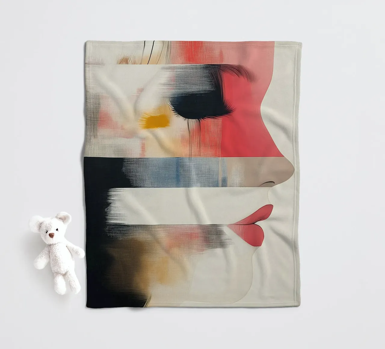 Abstract face fleece blanket by Imagine