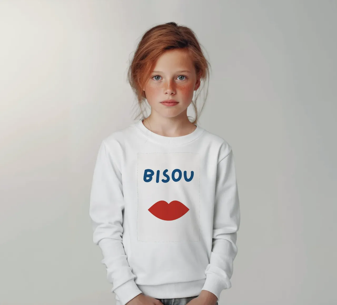 Stampa Bisous, Citazione francese, Femminile felpa bambino da pdigitalprints