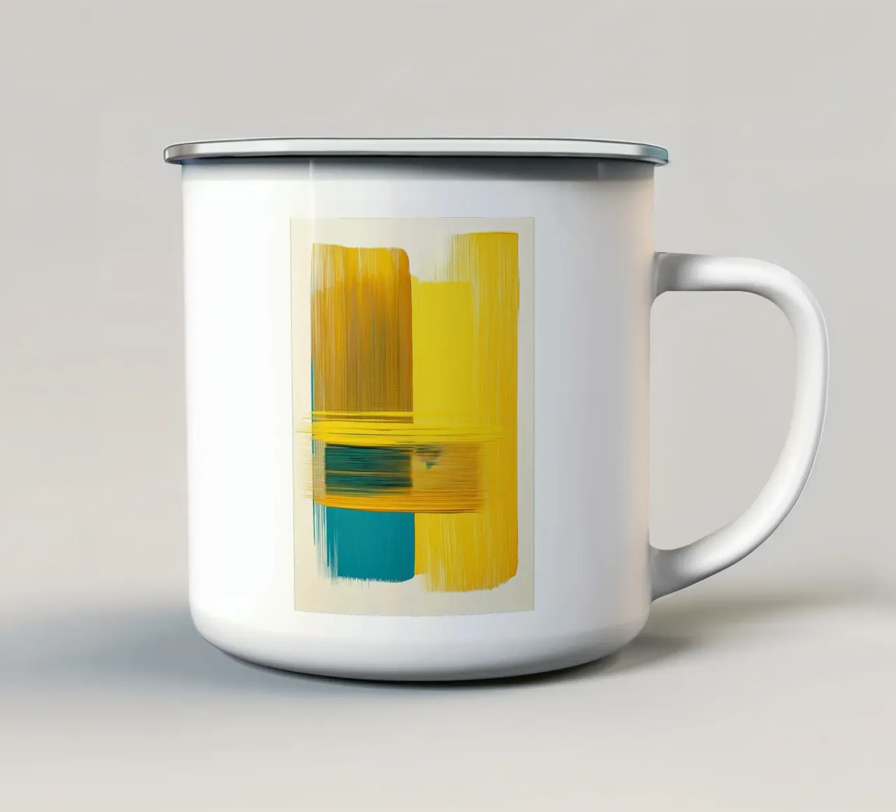 Forme astratte con giallo blu tazza in smalto da Imagine