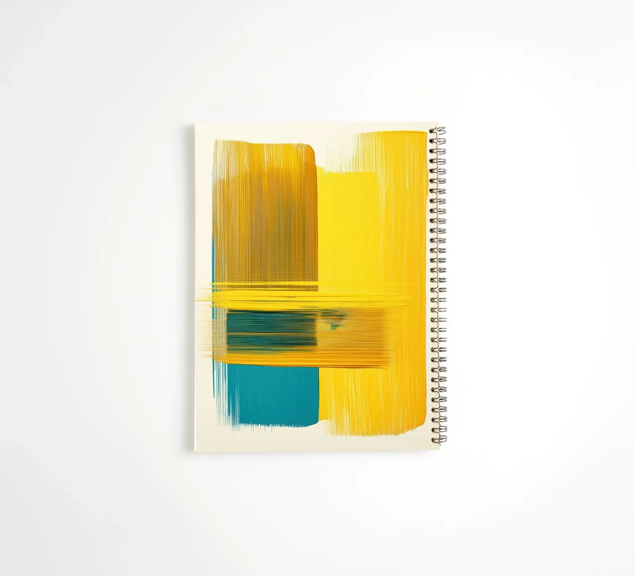 Abstract shapes with yellow blue spiral notebook by Imagine