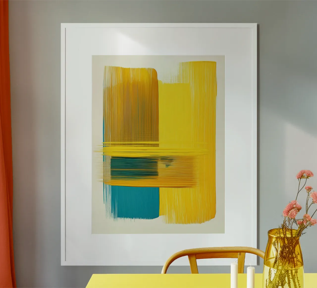Forme astratte con giallo blu carta hahnemühle da Imagine