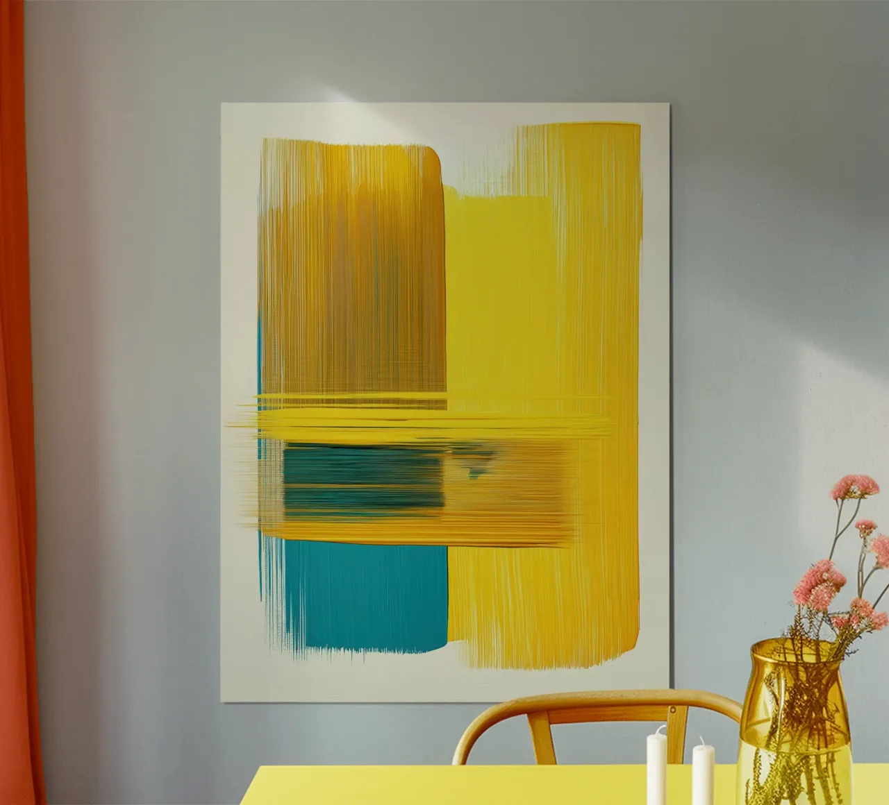 Forme astratte con giallo blu carta hahnemühle da Imagine