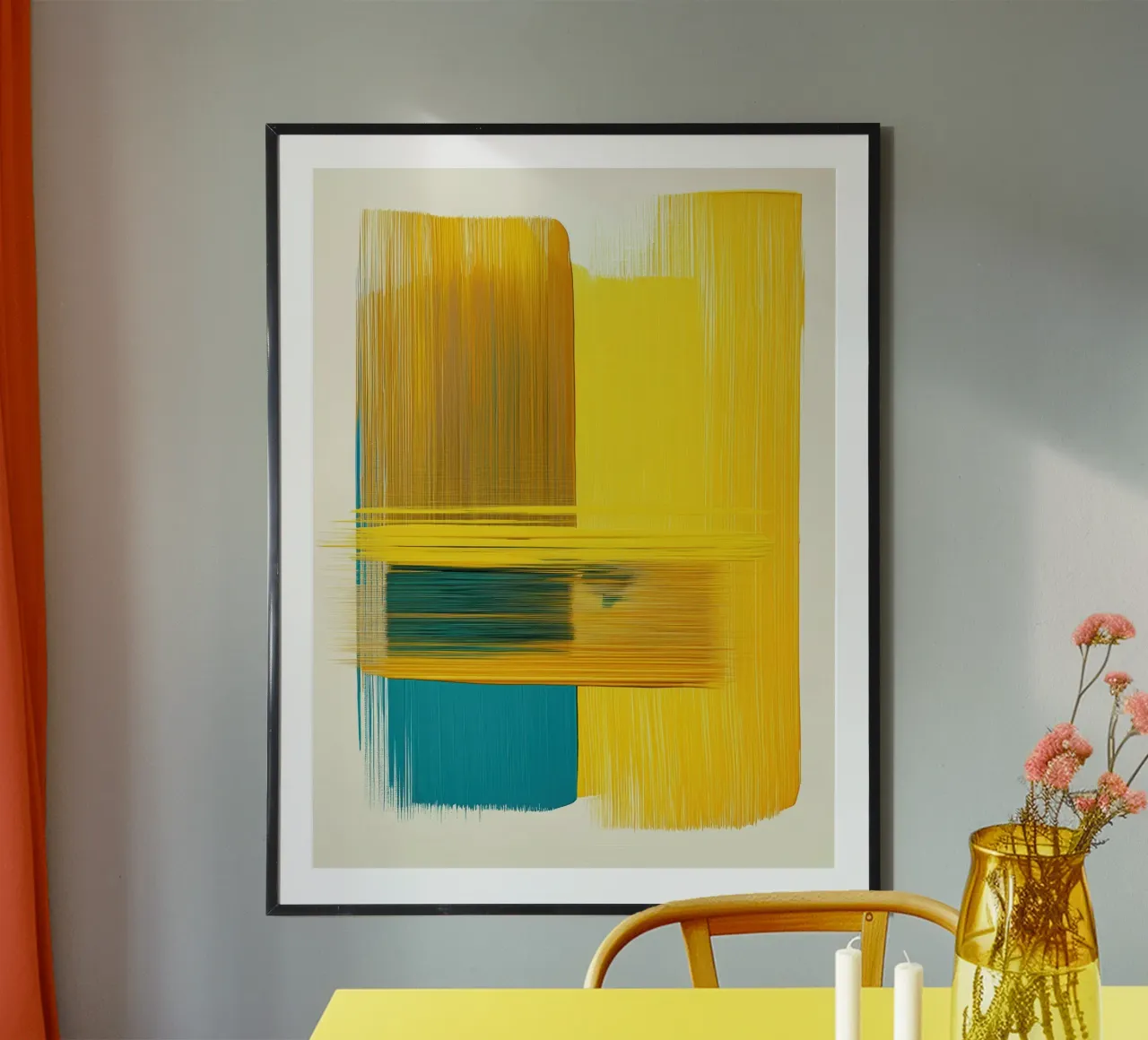 Forme astratte con giallo blu carta hahnemühle da Imagine