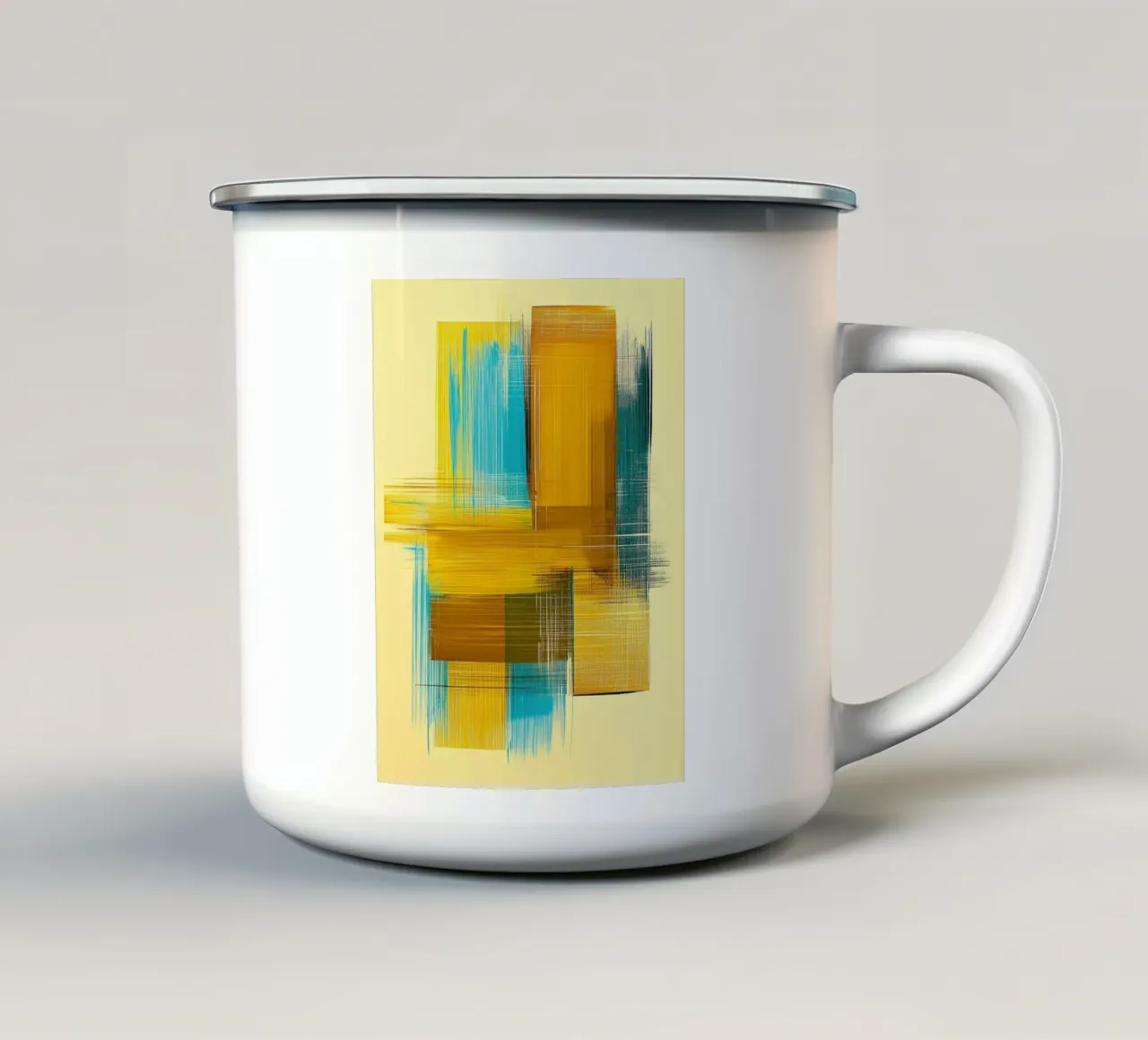 Forme astratte in giallo blu tazza in smalto da Imagine