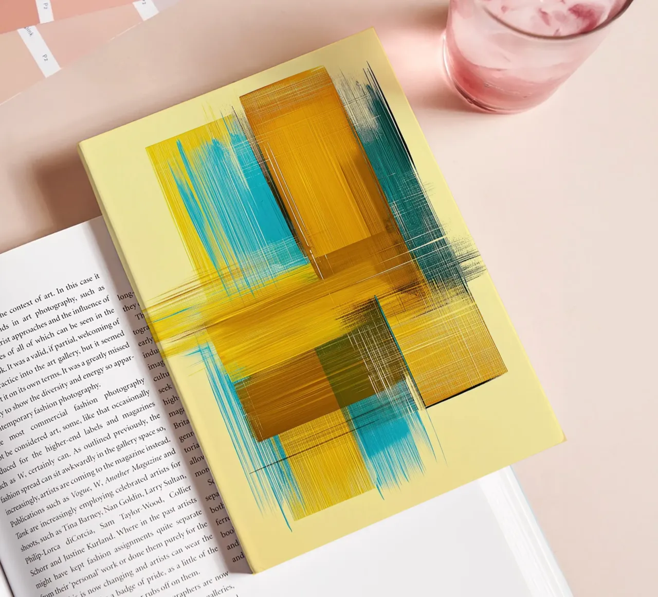 Formes abstraites en bleu jaune carnet de notes de Imagine