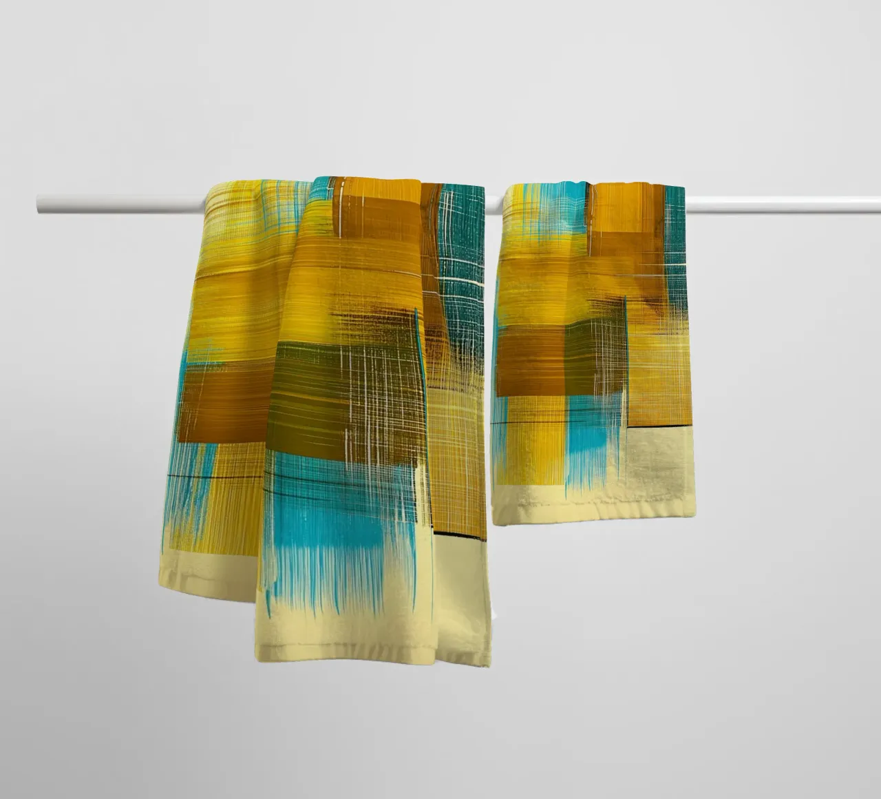 Formes abstraites en bleu jaune serviette de bain de Imagine