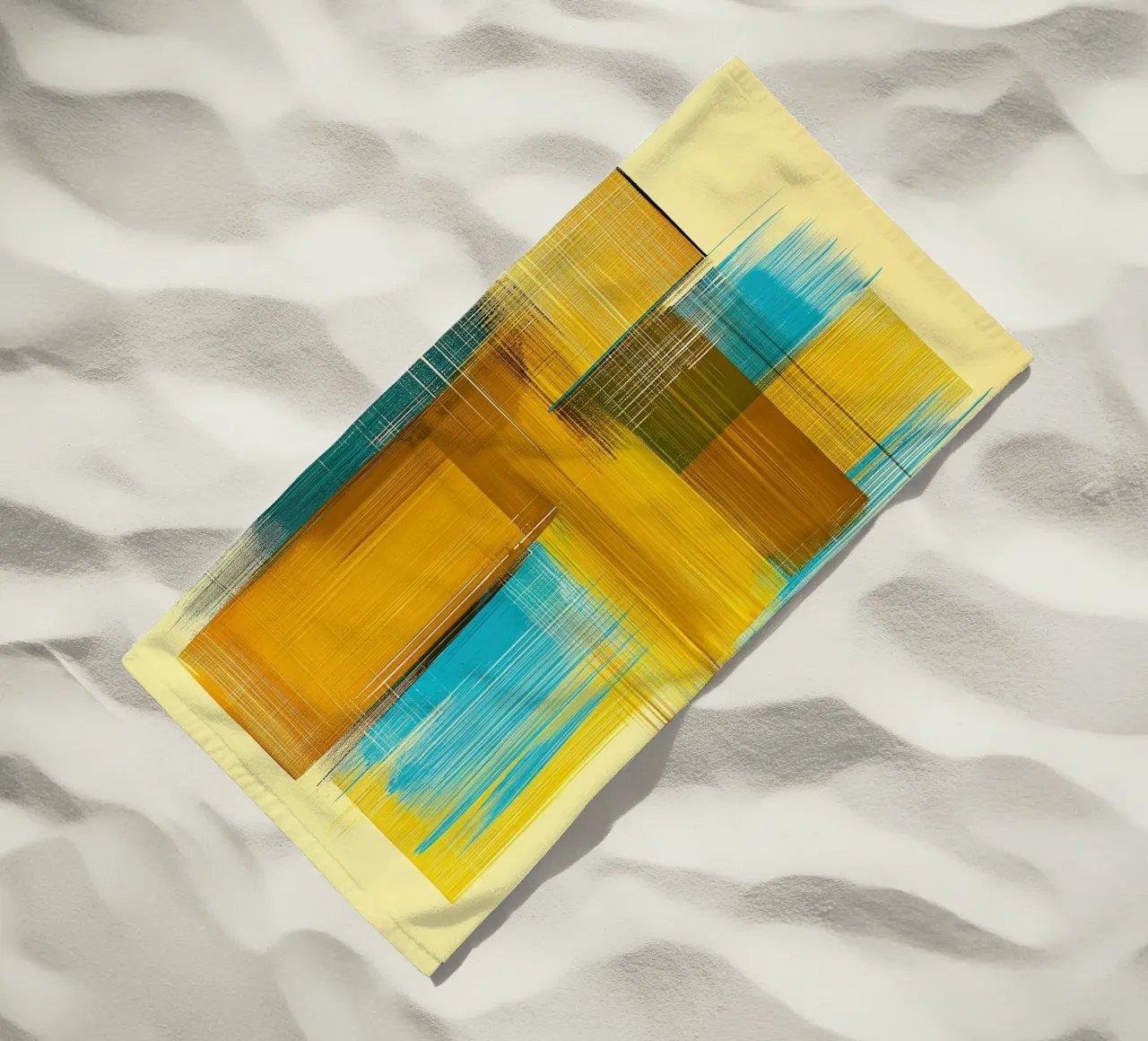 Forme astratte in giallo blu telo mare da Imagine