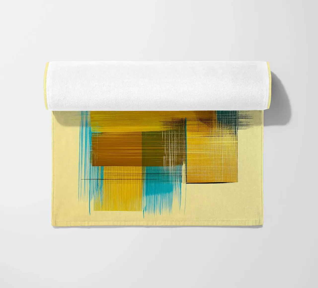 Forme astratte in giallo blu telo mare da Imagine