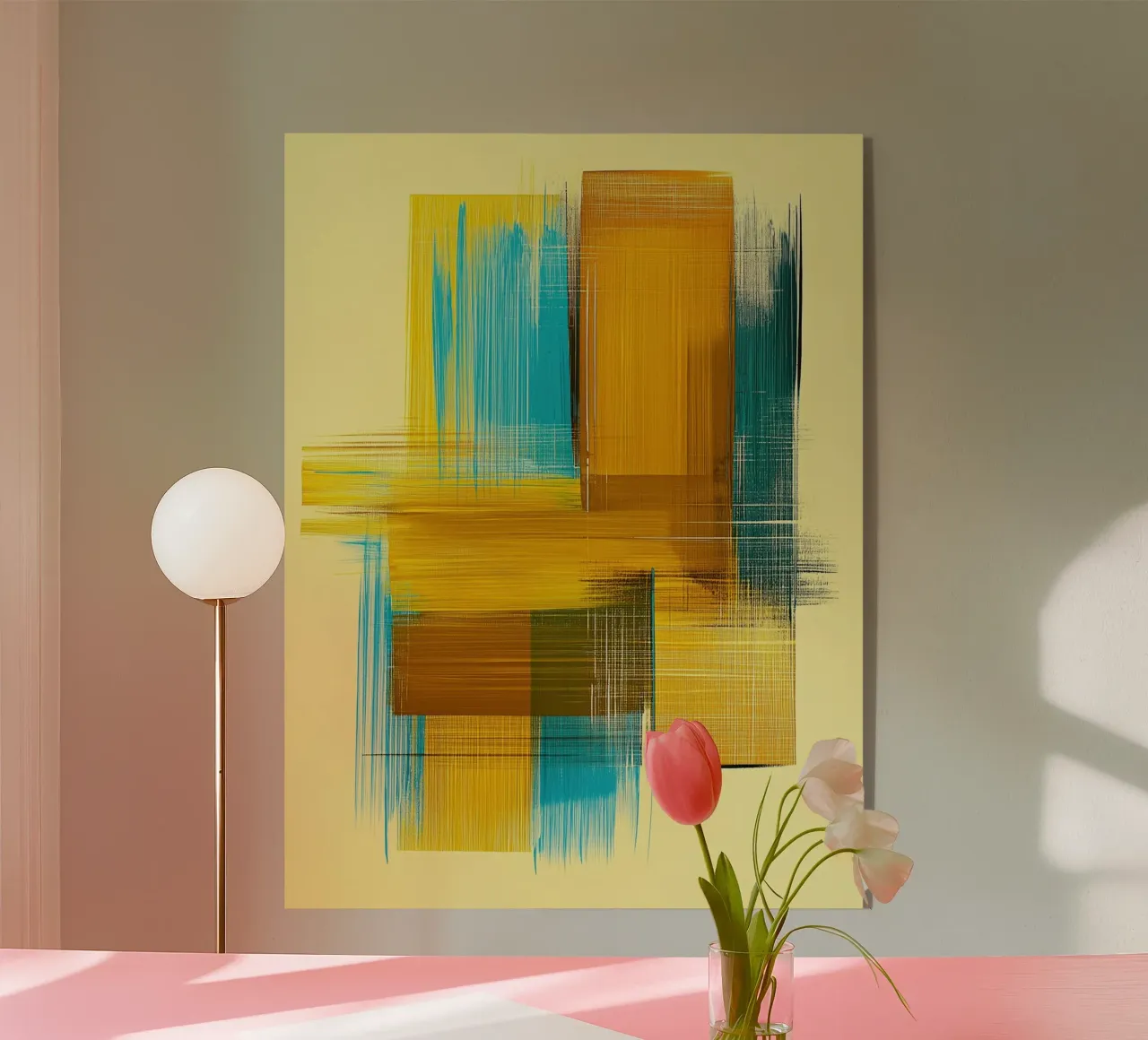 Forme astratte in giallo blu plexiglass da Imagine