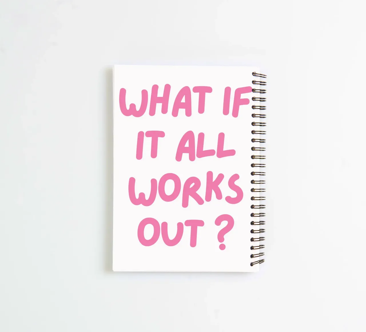 What If It All Works Out ,Trendy Typography, Pink Preppy spiral notebook by pdigitalprints