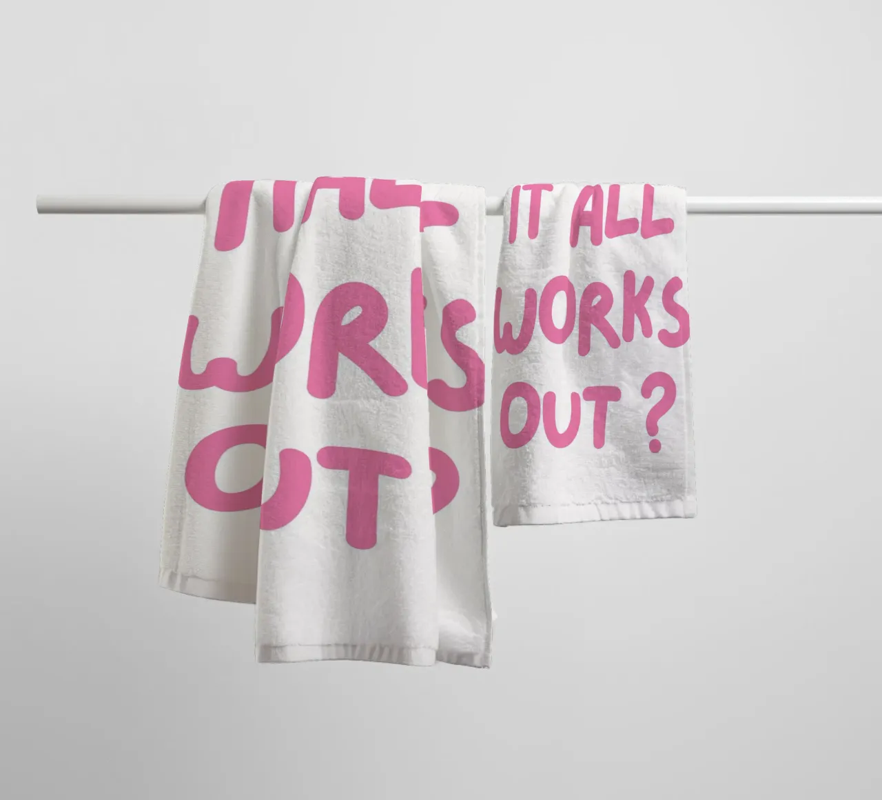 What If It All Works Out ,Trendy Typography, Pink Preppy towel by pdigitalprints